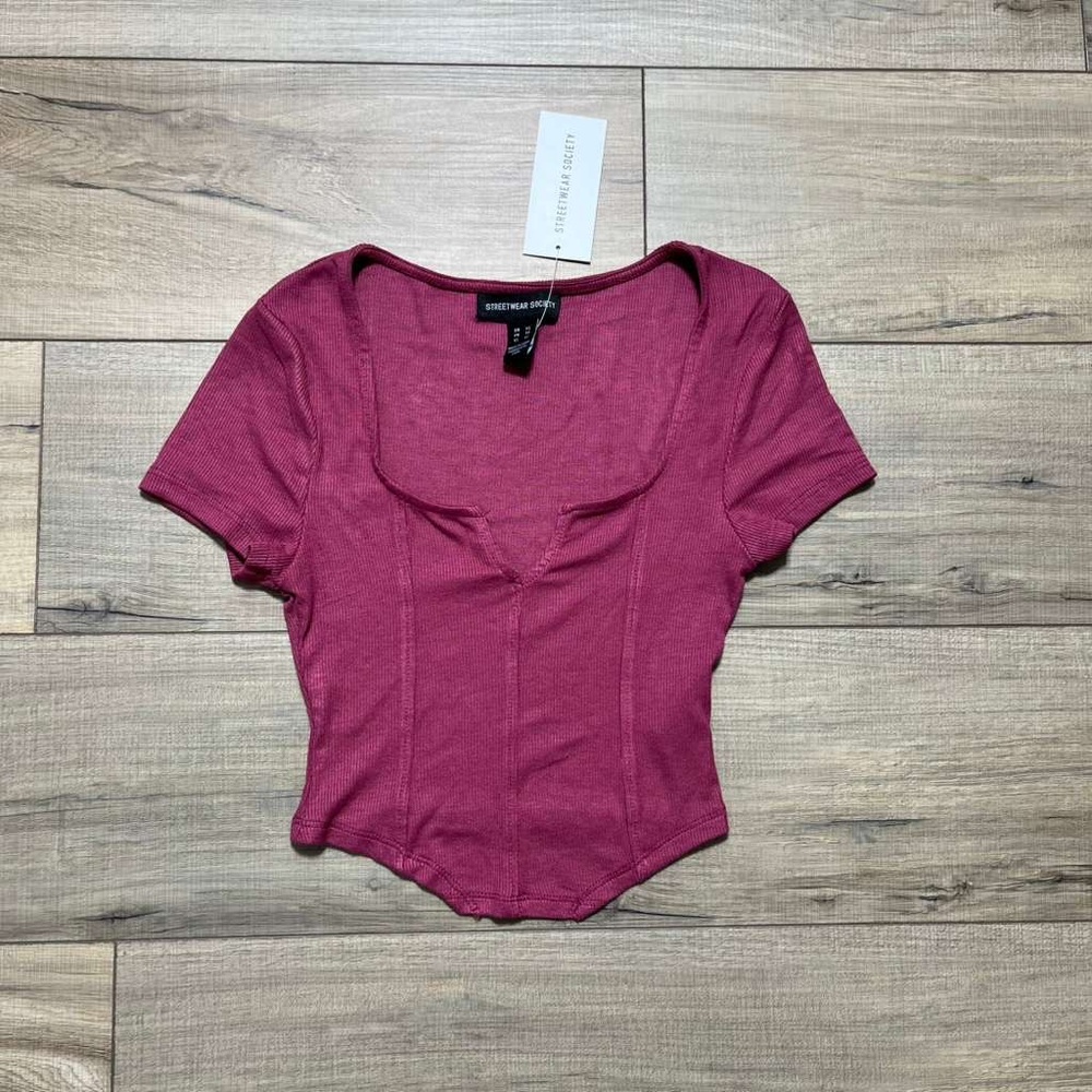 Streetwear Society Womens Ribbed Crop Top Size XS China Rose‎